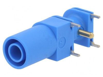 Soclu Banană 4mm 24A Albastru Aurit pentru PCB și Panou foto