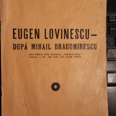 1943 Har. Mihailescu - Eugen Lovinescu dupa Mihail Dragomirescu extras Ceahlaul