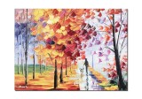 Cumpara ieftin Tablou pictat manual, La plimbare cu catelul, 40x30cm ulei pe panza in cutit efect 3D, gata de expus pe perete