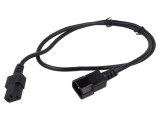 Cablu Alimentare IEC C13 Mamă la IEC C14 Tată 1m Negru 3x1mm2