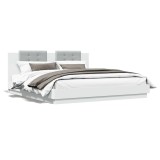 Cumpara ieftin Cadru de pat cu tablie, alb, 160x200 cm, lemn prelucrat