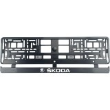 Set 2 bucati, suport numar inmatriculare Carbon, Skoda I