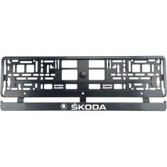 Set 2 bucati, suport numar inmatriculare Carbon, Skoda I
