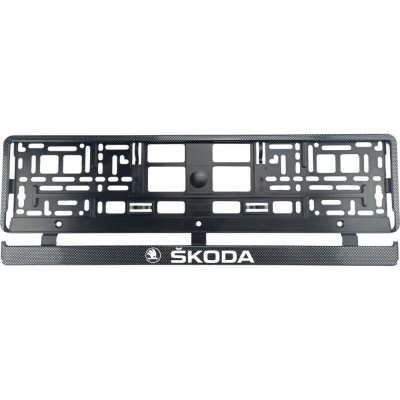 Set 2 bucati, suport numar inmatriculare Carbon, Skoda I foto