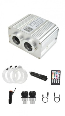 Kit Fibra Optica Plafon Instelat Auto 900 Fire cu efect TWINKLE si Kit 10 Comete inclus 0.75mm si 3M lungime RGBW cu Control din Aplicatie Telefon si foto