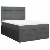 Cumpara ieftin Pat box spring cu saltea, gri inchis, 140x200 cm, textil