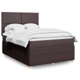 Cumpara ieftin Pat box spring cu saltea, maro &icirc;nchis, 140x200 cm, textil