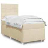 Cumpara ieftin Pat box spring cu saltea, crem, 100x200 cm, textil