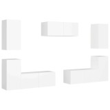 Cumpara ieftin Set dulapuri TV, 7 piese, alb, lemn prelucrat