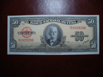 CUBA 50 PESOS 1958 AUNC + foto