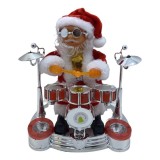 Mos Craciun Muzical Dansator cu Tobe, Canta Colinde Engleza, 16cm, Baterii AA