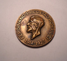 Medalie Regalista Unifata -Regele Ferdinand I Al Romaniei 1914 - 1927, D -49 mm foto