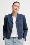 Sisley sacou culoarea bleumarin, un singur rand de nasturi, cu imprimeu, 290TLW02W