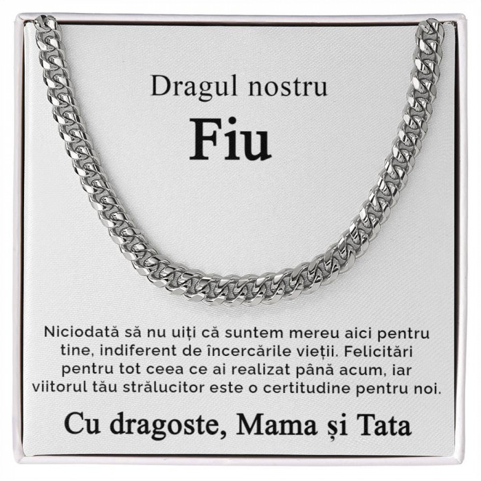 Lantisor, cu mesaj emotionant pentru fiu, de la tata si mama