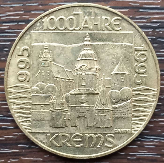 (M1855) MONEDA AUSTRIA - 20 SCHILLING 1995, 1000 ANI ORASUL KREMS