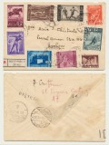 ROMANIA 1937 plic francat cu seria completa Sport - UFSR, efectiv circulat recomandat