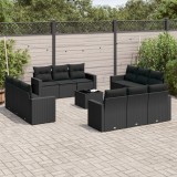 vidaXL Set mobilier de grădină cu perne, 13 piese, negru, poliratan 3251112