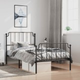 Cumpara ieftin Cadru pat metalic cu tăblii de cap/picioare&nbsp; negru, 100x200 cm