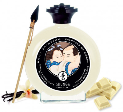 Shunga Ciocolata Alba si Vanilie, Body Paint,100 ml foto