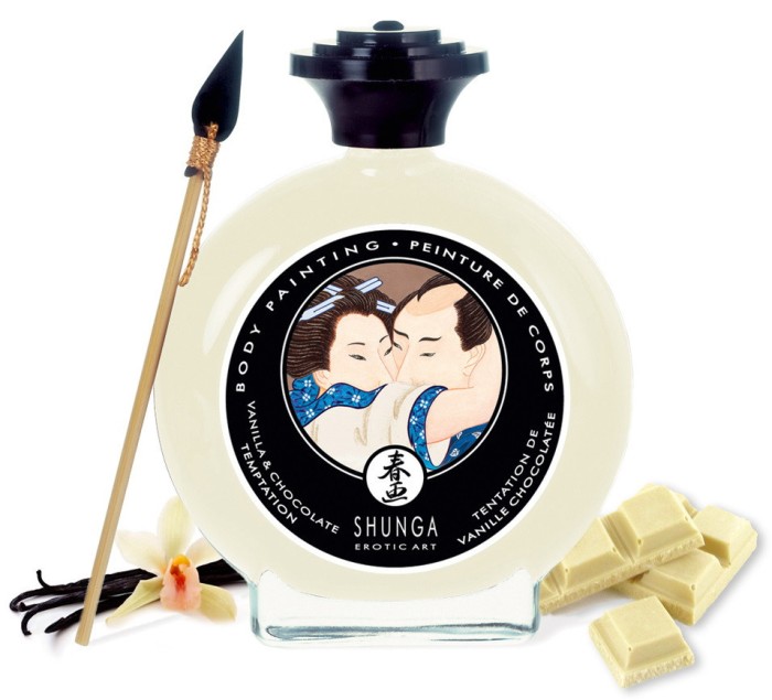 Shunga Ciocolata Alba si Vanilie, Body Paint,100 ml