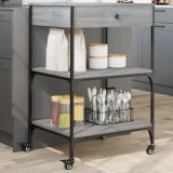 Gossi carucior de bucatarie, gri sonoma, 60x48x89,5cm, lemn prelucrat