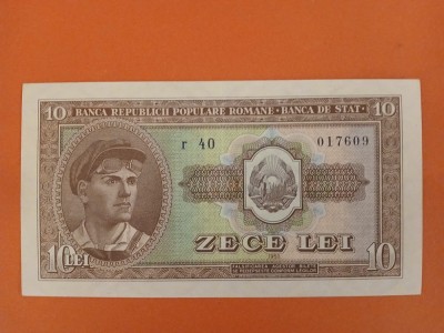 Bancnota 10 lei 1952 serie albastra - aUNC foto