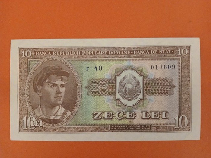 Bancnota 10 lei 1952 serie albastra - aUNC