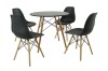 Set Masa Bucatarie/Living MP DA151BK Negru: 80x75cm + 4 Scaune DA232BK, 46x55x83cm, Lemn/Plastic, Modern