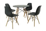 Set Masa Bucatarie/Living MP DA151BK Negru, 80x75 cm + 4 Scaune DA232BK, 46x55x83 cm, Lemn Masiv &amp; Plastic, Modern