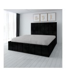Pat Tapitat Stofa Neagra VEN03 160x200 cm, Inaltime Tablie 122 cm, Transport Gratuit