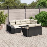 vidaXL Set canapele de grădină cu perne, 11 piese, negru, poliratan 3261306