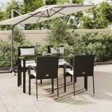 VidaXL Set mobilier de grădină cu perne, 5 piese, negru, poliratan