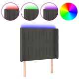 Cumpara ieftin Tablie de pat cu LED, gri inchis, 93x16x118/128 cm, catifea