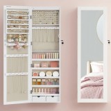 Dulap pentru bijuterii cu oglinda SONGMICS, montare pe perete sau usa, alb