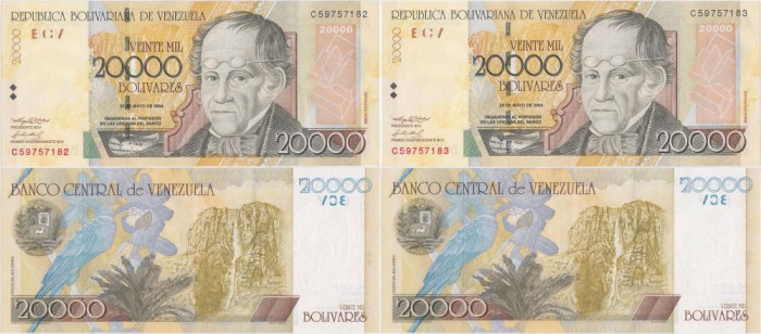 2 &times; 2004 (25 V), 20,000 Bol&iacute;vares (P-86c) - Venezuela - stare UNC