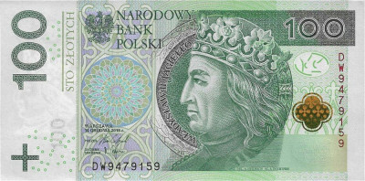 POLONIA █ bancnota █ 100 Zlotych █ 2018 █ P-186b █ UNC █ necirculata foto