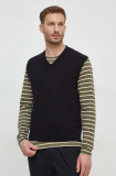 Cumpara ieftin Sisley pulover barbati, culoarea negru, light