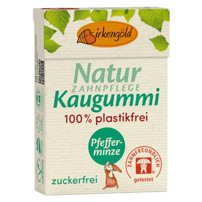 Guma de mestecat naturala cu menta, 28g, Birkengold foto