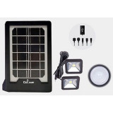 Kit solar portabil, slot USB GSM, 2 becuri lanterna LED incluse CL-08, Negru