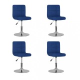 VidaXL Scaune de bucătărie pivotante, 4 buc., albastru, textil