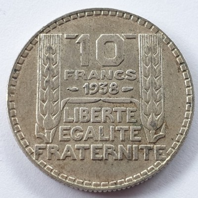 Franța 10 franci / francs 1938 argint foto