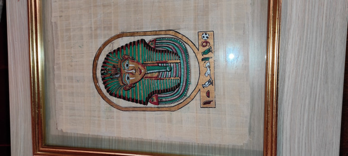 TABLOU INRAMAT PAPIRUS EGIPTEAN &ndash; SFINXUL - format &ndash; 43 cm . X 33 cm.