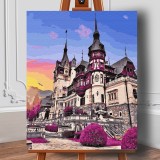 Set pictura pe numere (panza) Castelul Peles din Romania 50x40 cm, Jad