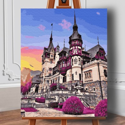 Set pictura pe numere (panza) Castelul Peles din Romania 50x40 cm foto