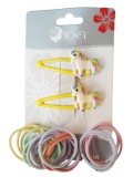 Cumpara ieftin Set 16 Elastice Păr cu Agrafe Ponei, 6cm, Galbene, Textil, Perle - Accesorii Coafuri Fetițe