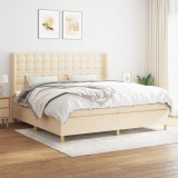 vidaXL Pat box spring cu saltea, crem, 200x200 cm, textil 3132342