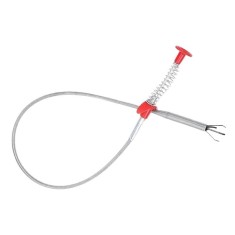 Sarpe pentru desfundat tevi, cu carlig, flexibil, metal plastic, multifunctional, lungime 60 cm, rosu