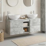 Cumpara ieftin Set dulap baie 3 buc. Gri Beton 129 x 44,5 x 80 cm