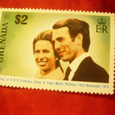 Timbru Grenada 1973 Aniversarea Nuntii Printesa Ana cu Marc Phillips , val.2$