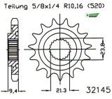 Pinion fata 13 dinti pas lant 520 &ndash; HM-Moto CRE F 450 R - CRM F 450 - CRE F 500 - Honda CR 250 R - CRF 450 X - TRX 450 Sportrax, Oem